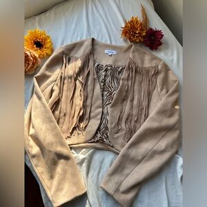 Fate Tan Fringe cropped jacket size L